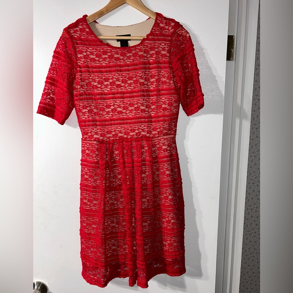 En Focus Studio Women Red Casual Dress Size 6P Petite EUC